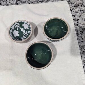 Handcrafted Green Ceramic Bowls